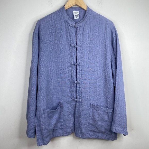 Eileen Fisher Linen Coat MP Cardigan Mandarin Button Minimalist Lagenlook Easter - Picture 1 of 11